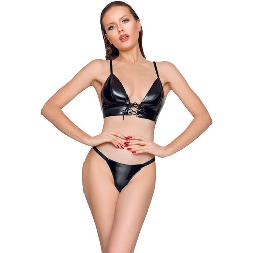 Black Level Vinyl Bra and String 2820161 Black L Slike