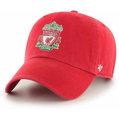 47 Brand Pamučna kapa sa šiltom Liverpool FC boja: crvena, s aplikacijom, EPL-RGW04GWS-RDB