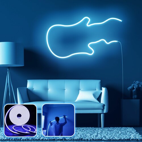Opviq zidna led dekoracija guitar medium blue Slike
