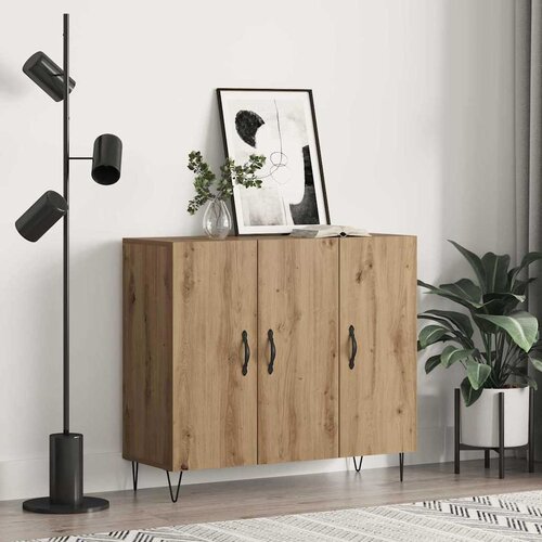 vidaXL Strani šal artisan hrast 90 x 34 x 80 cm Konstruiran les Cene