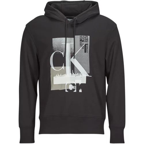 Calvin Klein Jeans CONNECTED LAYER LANDSCAPE HOODIE Crna