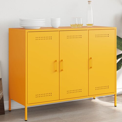 vidaXL Komoda gorčično rumena 100,5x39x79 cm hladno valjano jeklo Cene