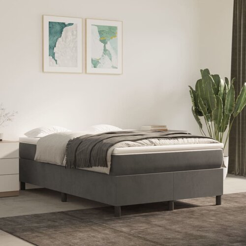 Box spring krevet s madracem tamnosivi 120 x 200 cm baršunasti Cene