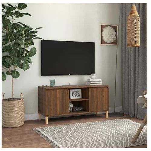  TV omarica s trdnimi lesenimi nogami rjavi hrast 103,5x35x50 cm