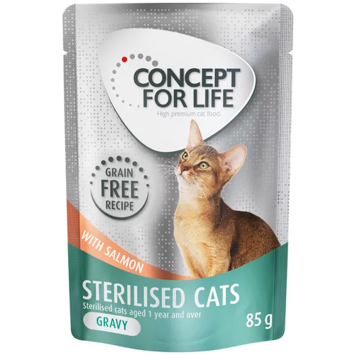 Concept for Life Sterilised Cats losos v omaki brez žitaric - 48 x 85 g