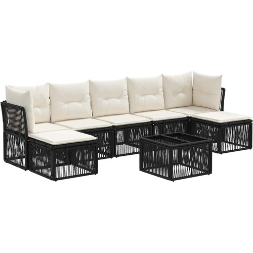 vidaXL Vrtna sedežna garnitura 8 pcs Črna poli ratan, (5000270320) Cene