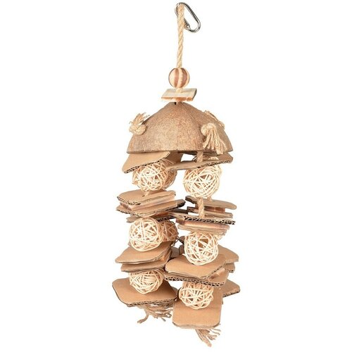 Duvo Igračka za ptice Coconut Jungle hanger with willow balls/cardboard, 38x15,3x13cm Cene