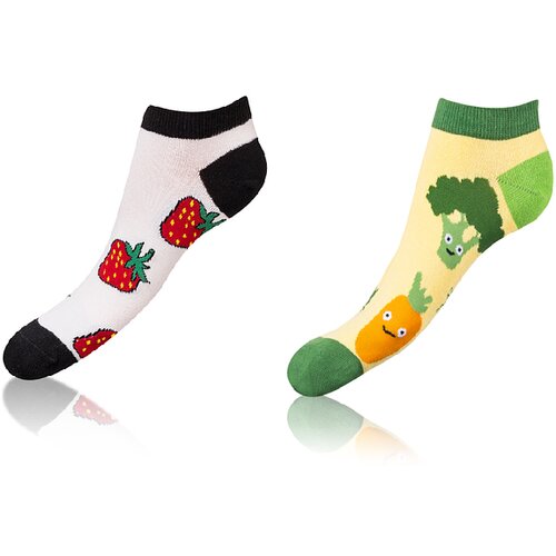 Bellinda CRAZY IN-SHOE SOCKS 2x - Cheerful Short Socks 2 Pairs - Light Green - Red - Black Cene