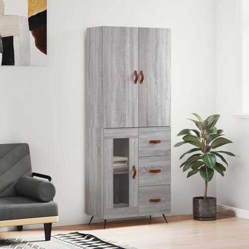 vidaXL Visoka komoda siva sonoma 69,5x34x180 cm inženirski les Cene
