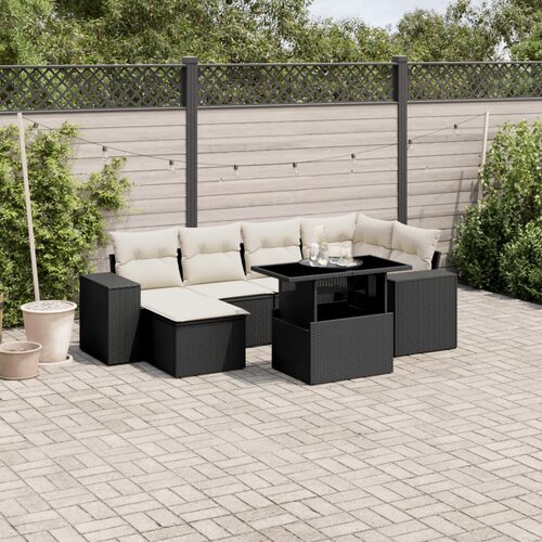 vidaXL 7-dijelni set vrtnih sofa od poliratana s jastucima crni Cijene