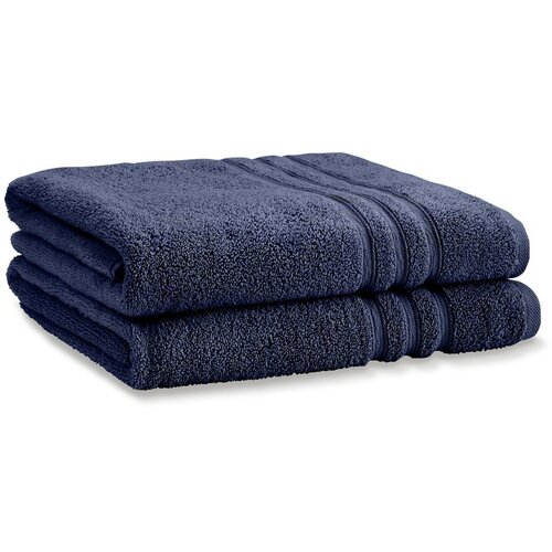 Catherine Lansfield Tamno plavi pamučni ručnici u setu 2 kom od frotira 90x140 cm Zero Twist – Cijene