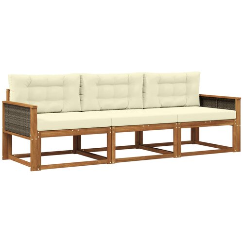 vidaXL Zunanja garnitura za sedenje z blazino 3 pcs Naravna in smetana, (5000282176) Cene