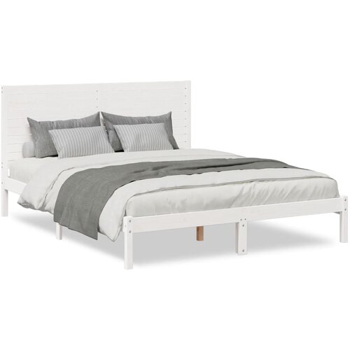  Dugi okvir kreveta bez madraca bijeli 140 x 210 cm masivno drvo Slike