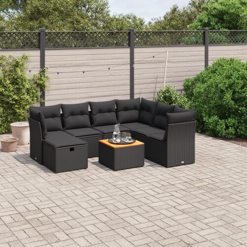 vidaXL 8-dijelni set vrtnih sofa od poliratana s jastucima crni Cijene
