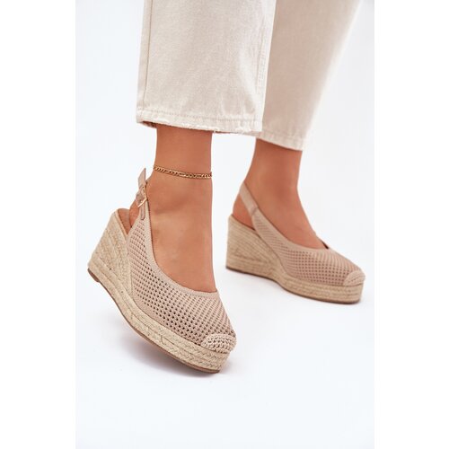 Boto Wedge Sandals For Women With Braiding Dark Beige Tulliata Cene