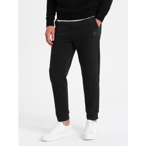 Ombre Men's sweatpants with stitching on the legs - black Cijene