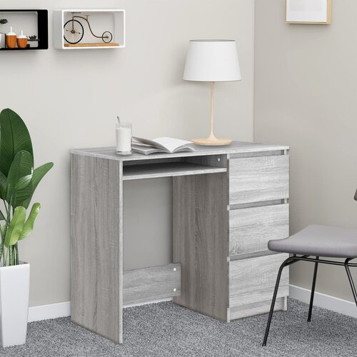 vidaXL Pisalna miza siva sonoma 90x45x76 cm konstruiran les Cene