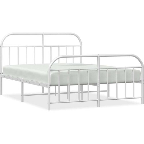 VidaXL Metalni okvir kreveta uzglavlje i podnožje bijeli 183x213 cm Slike