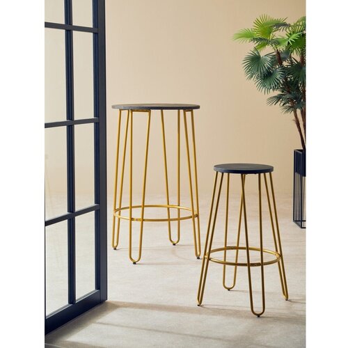 Premier Housewares Barska stolica od čvrstog brijesta u zlatnoj boji/u prirodnoj boji (visine sjedala 75 cm) District &amp;ndash; Slike