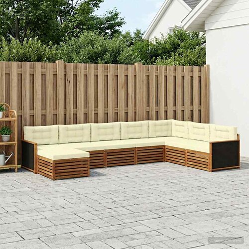  Set vanjskih sofa 8 kom. Prirodna i krem Čvrsto drvo akacije Slike