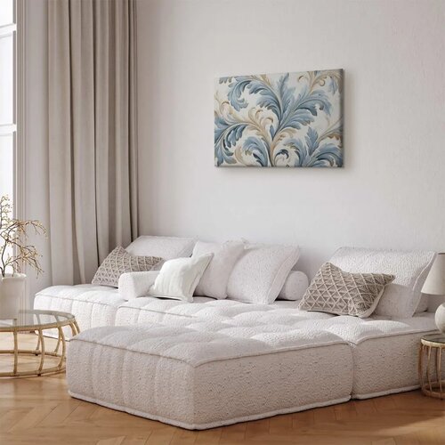  Slika - Baroque Ornaments in Light Cream-Blue Hues 60x40 Premium Print Slike