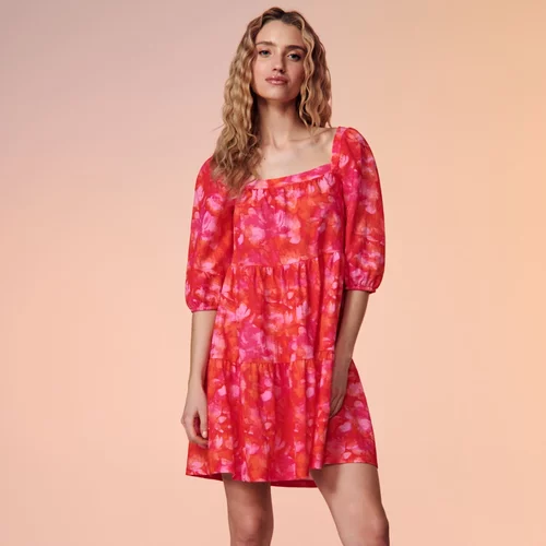 Sinsay - Mini obleka s cvetličnim vzorcem - Večbarvno