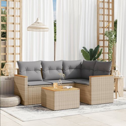 vidaXL 5-dijelni set vrtnih sofa s jastucima bež od poliratana Cijene