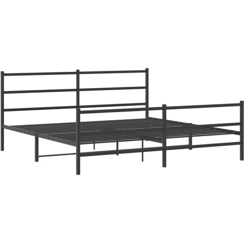vidaXL Kovinski posteljni okvir z vzglavjem in vznožjem črn 200x200 cm, (21007126)