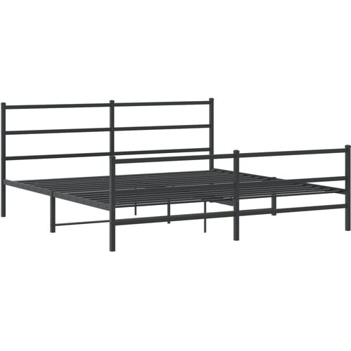 vidaXL Metalni okvir kreveta s uzglavljem i podnožjem crni 200x200 cm Cene