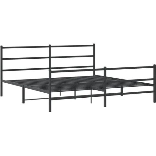 vidaXL Metalni okvir kreveta s uzglavljem i podnožjem crni 200x200 cm