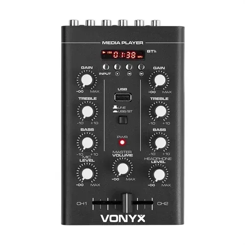 Vonyx STM500BT, 2-kanalna DJ mikseta, bluetooth, MP3 player, USB port, crna