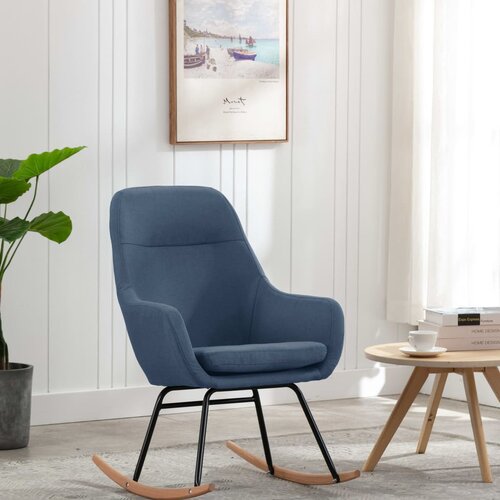 The Living Store Gugalni stol modro blago - Gugalni Stol, (21420575) Slike