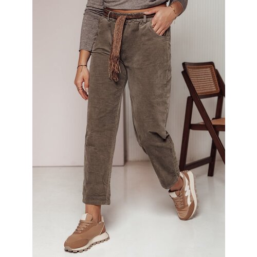 DStreet Spodnie damskie oversize SOFTYLA w paskiem khaki Cene