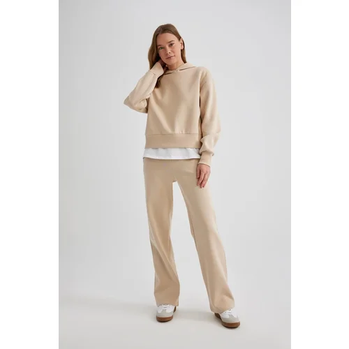 Defacto Straight Fit High Waist Thick Sweatpants with Pockets