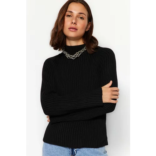 Trendyol Black Stand-Up Collar Knitwear Sweater