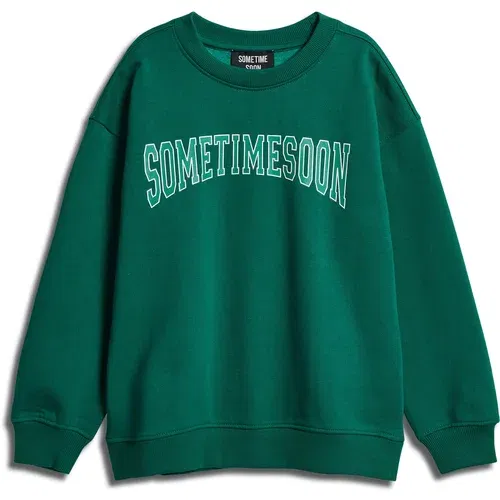 SOMETIME SOON Sweater majica 'Winters' smaragdno zelena / žad / bijela