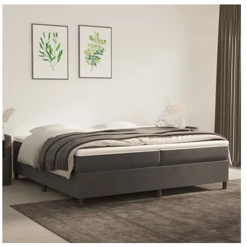  Box spring postelja z vzmetnico temno siva 200x200 cm žamet