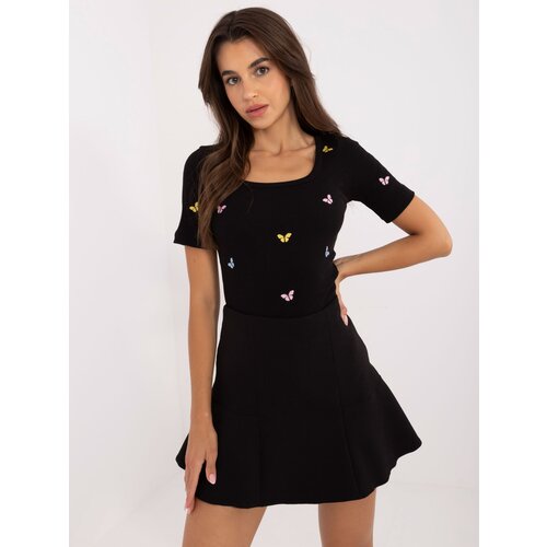 Fashion Hunters Black blouse with embroidery Slike
