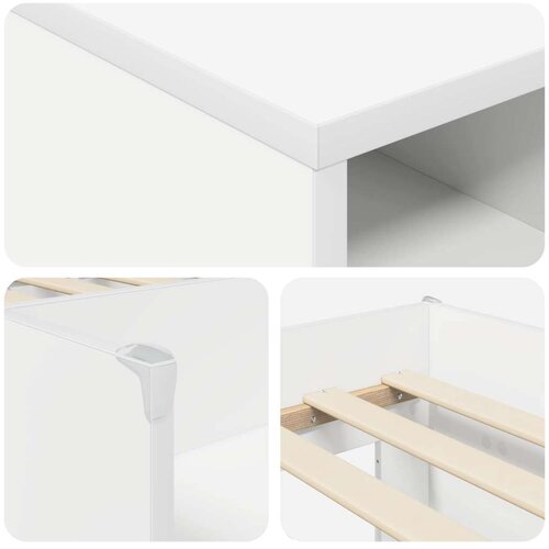  Loft krevet s ormarom s policom 3 pcs Bijela Konstruirano drvo - Bijela Slike
