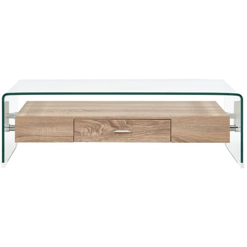 Maison Chic Klubska mizica - kavna mizica - Nizka mizica prozorna 98x45x31 cm kaljeno steklo, (21754262) Slike