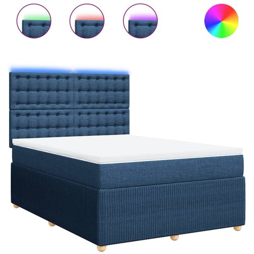 vidaXL Box spring postelja z vzmetnico modra 140x200 cm blago, (21310309) Cene