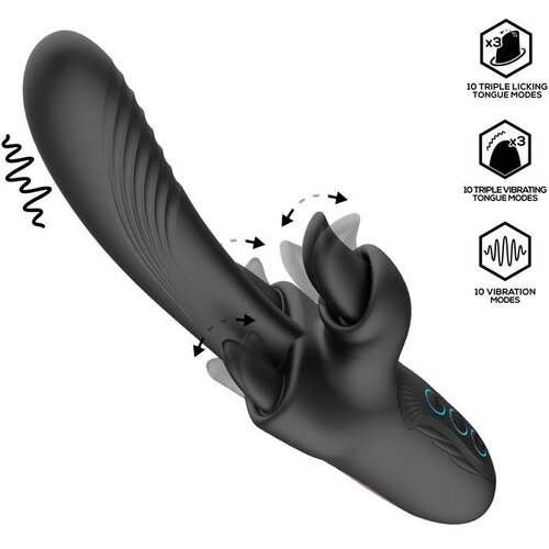 SuperLove Triple Licking Tongue Vibrator Black Slike