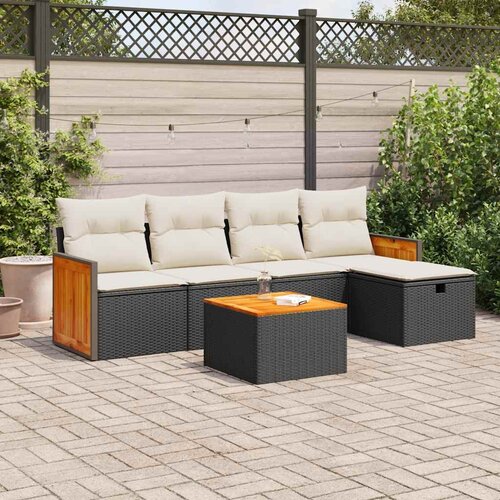  6-dijelni set vrtnih sofa s jastucima crni od poliratana Slike