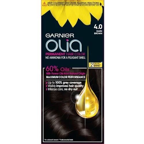 Garnier barva za lase - Olia Permanent Hair Color - 4.0 Dark Brown