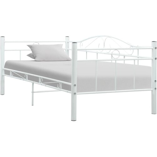 VidaXL Posteljni okvir za dnevno posteljo bel kovinski 90x200 cm, (20606429) Slike
