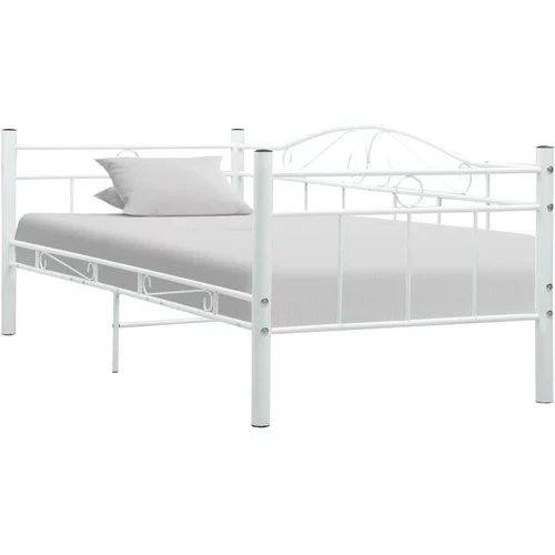 vidaXL Posteljni okvir za dnevno posteljo bel kovinski 90x200 cm, (20606429)