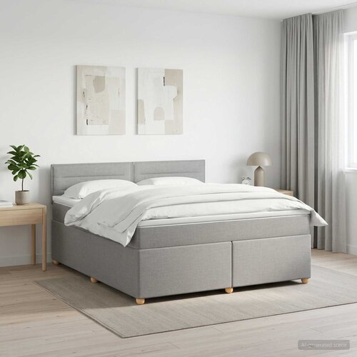  Boxspring krevet s madracem Svjetlosiva 140 x 200 cm Tkanina Cene