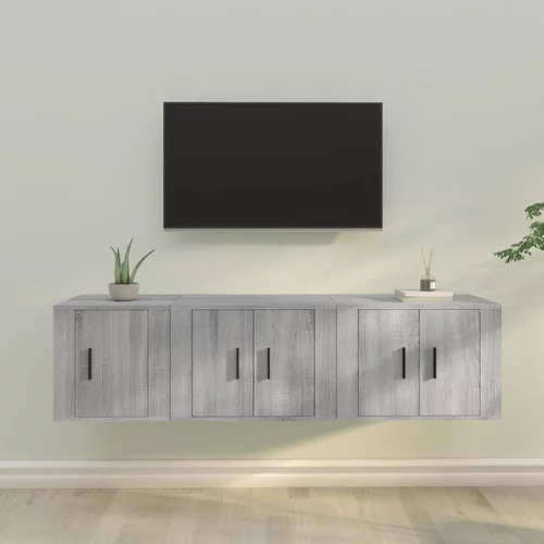 vidaXL Komplet TV omaric 3-delni siva sonoma inženirski les