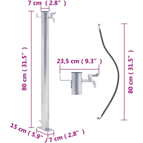  Vrtni stup za vodu 80 cm od nehrđajućeg čelika okrugli Slike