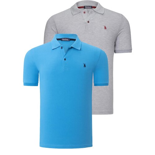 Dewberry DUO SET T8561 MEN'S TSHIRT-GREY-BLUE Slike